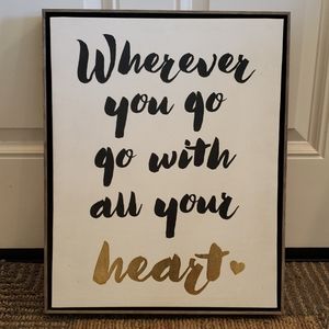 Faux wood frame canvas wall art